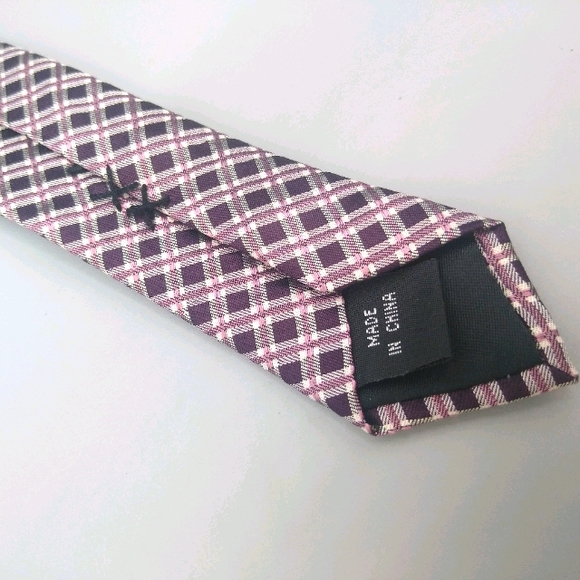 Kenneth Cole 100% Silk Plaid Check Necktie Slim Necktie Men's Tie - Picture 8 of 12